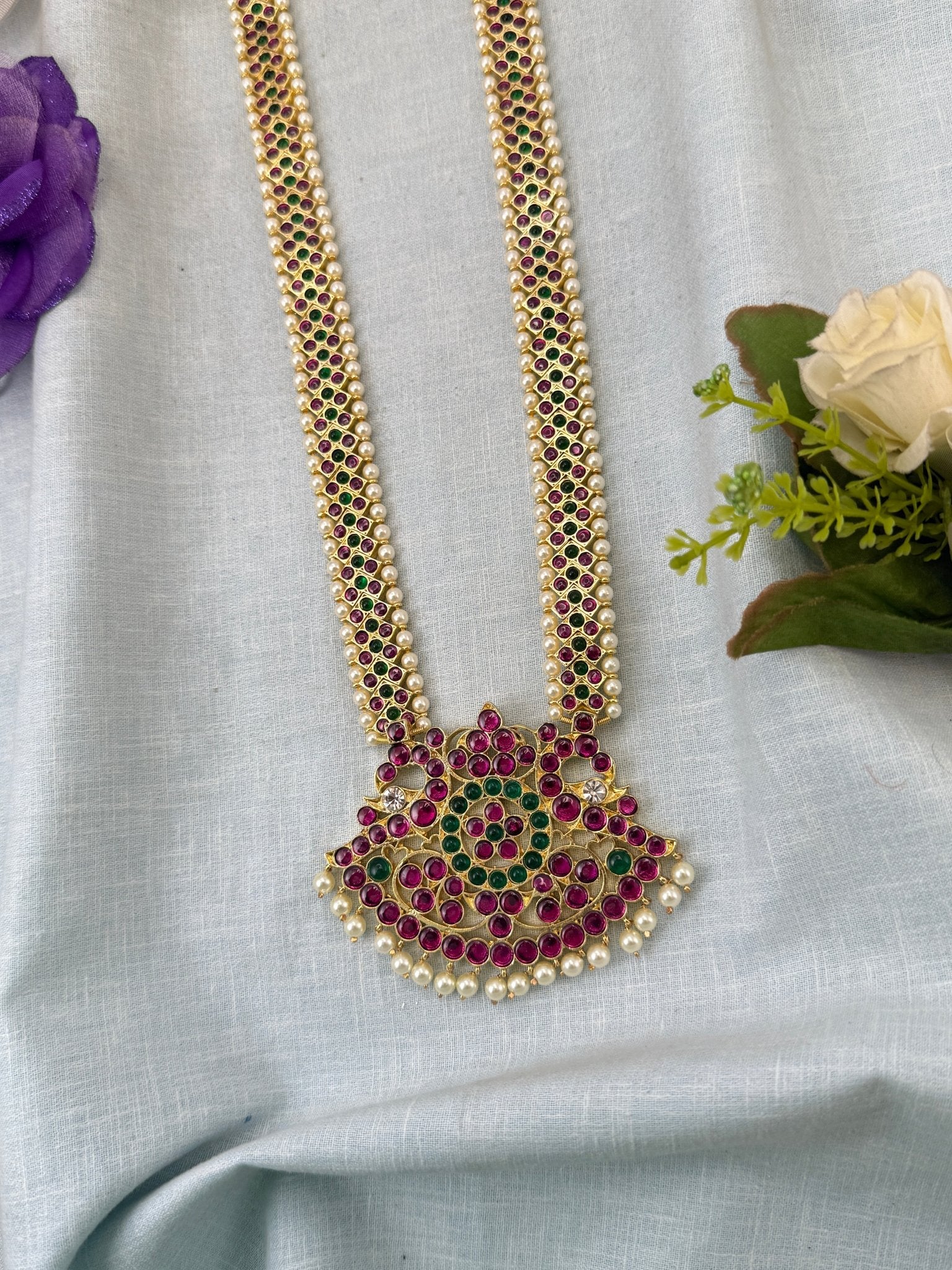 Pure Brass Kemp Temple Long Necklace 053 - Mahilas