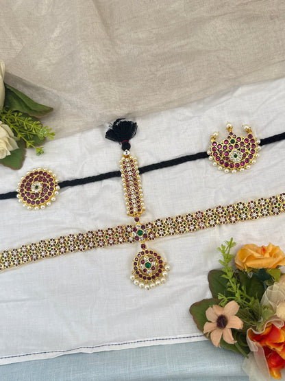 Pure Brass Kemp Temple Maang Tikka Set 098 - Mahilas
