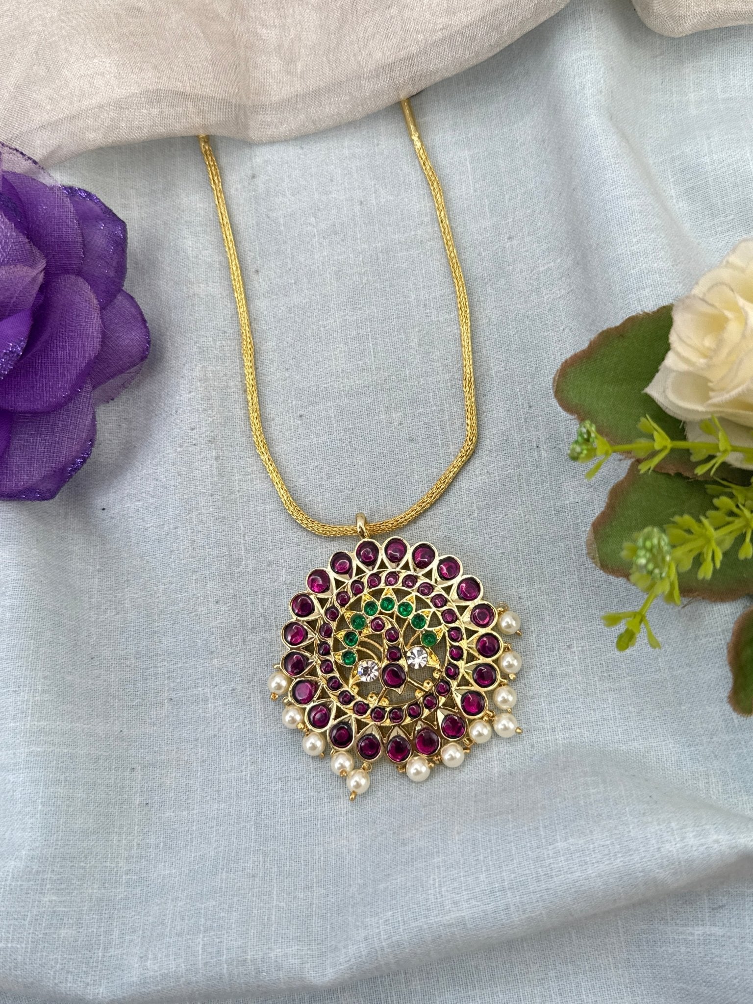 Pure Brass Kemp Temple Short Necklace 029 - Mahilas