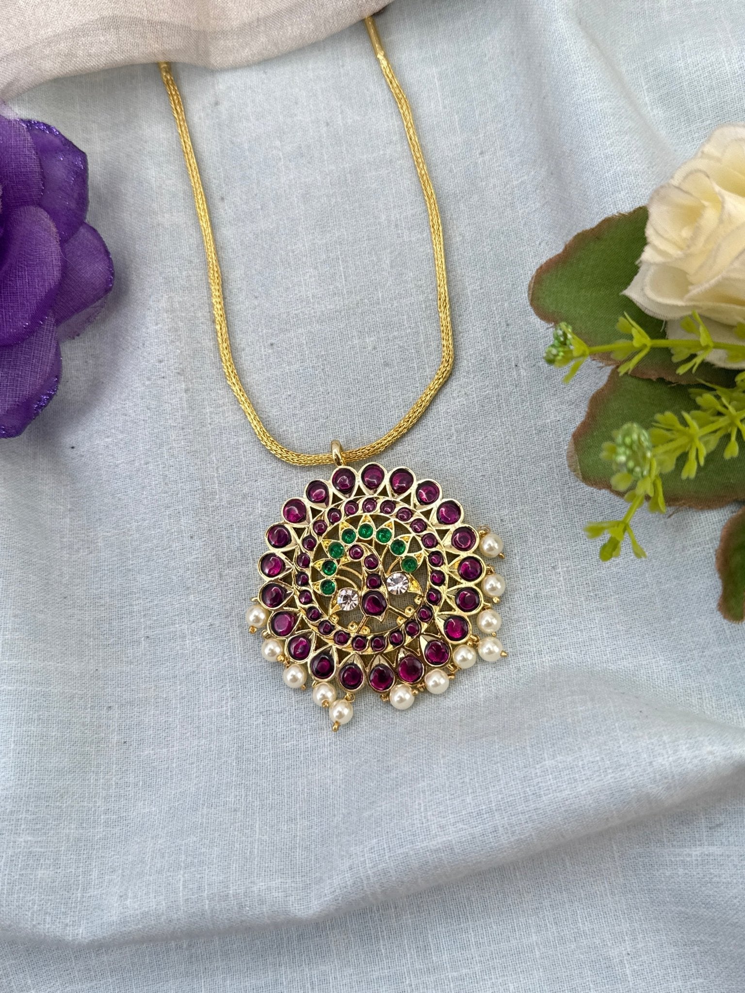 Pure Brass Kemp Temple Short Necklace 029 - Mahilas