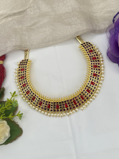 Pure Brass Kemp Temple Short Necklace 064 - Mahilas