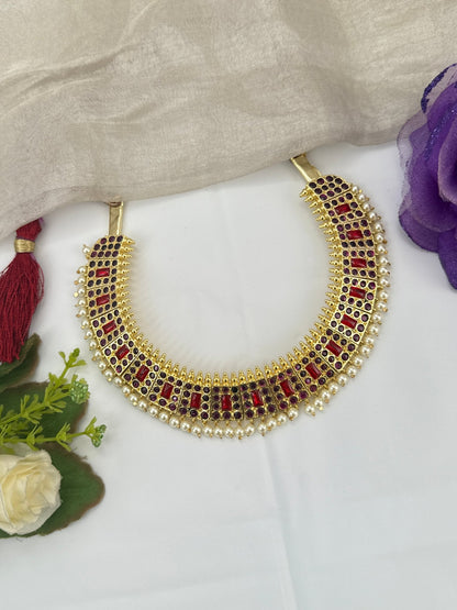 Pure Brass Kemp Temple Short Necklace 064 - Mahilas