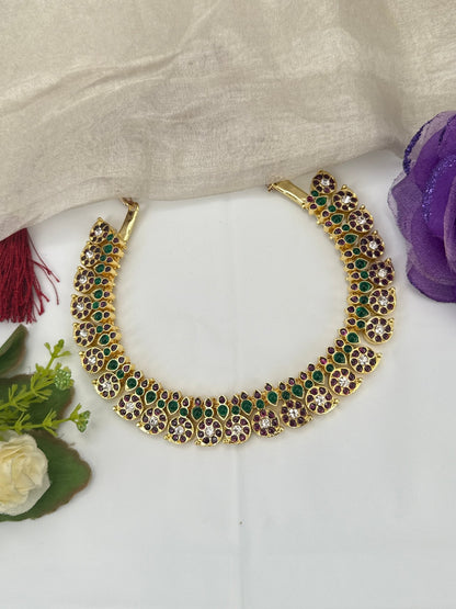 Pure Brass Kemp Temple Short Necklace 067 - Mahilas