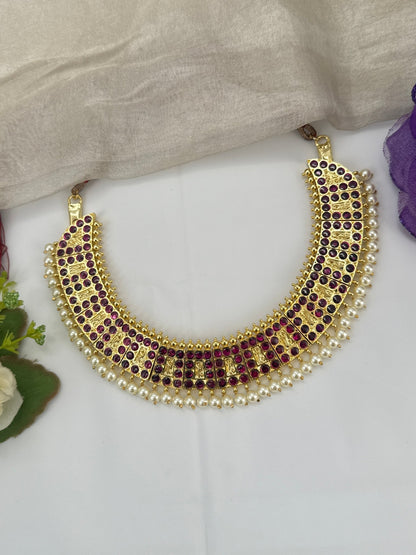 Pure Brass Kemp Temple Short Necklace 068 - Mahilas