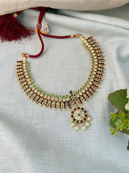 Pure Brass Kemp Temple Short Necklace Set 102 - Mahilas