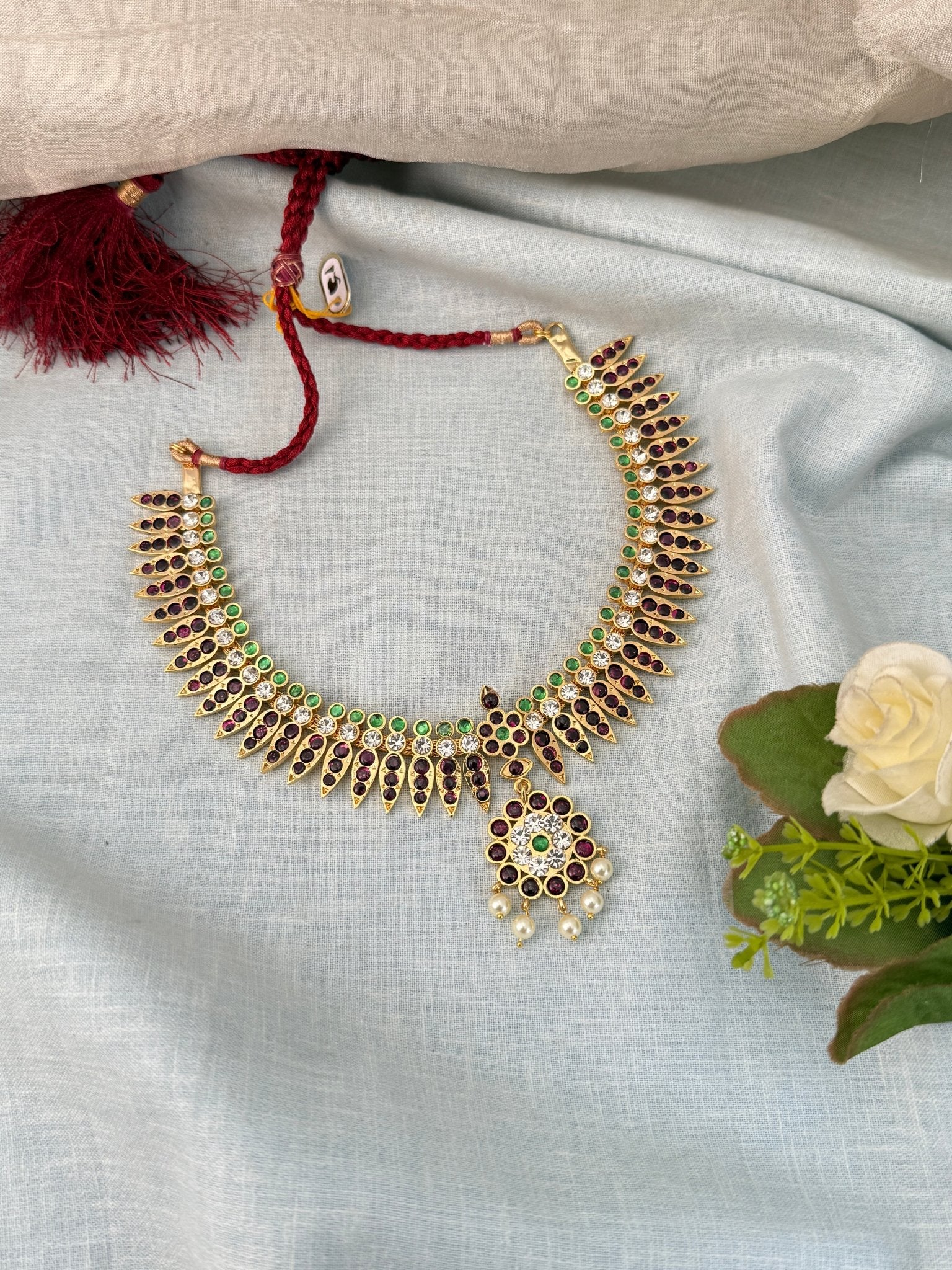 Pure Brass Kemp Temple Short Necklace Set 102 - Mahilas