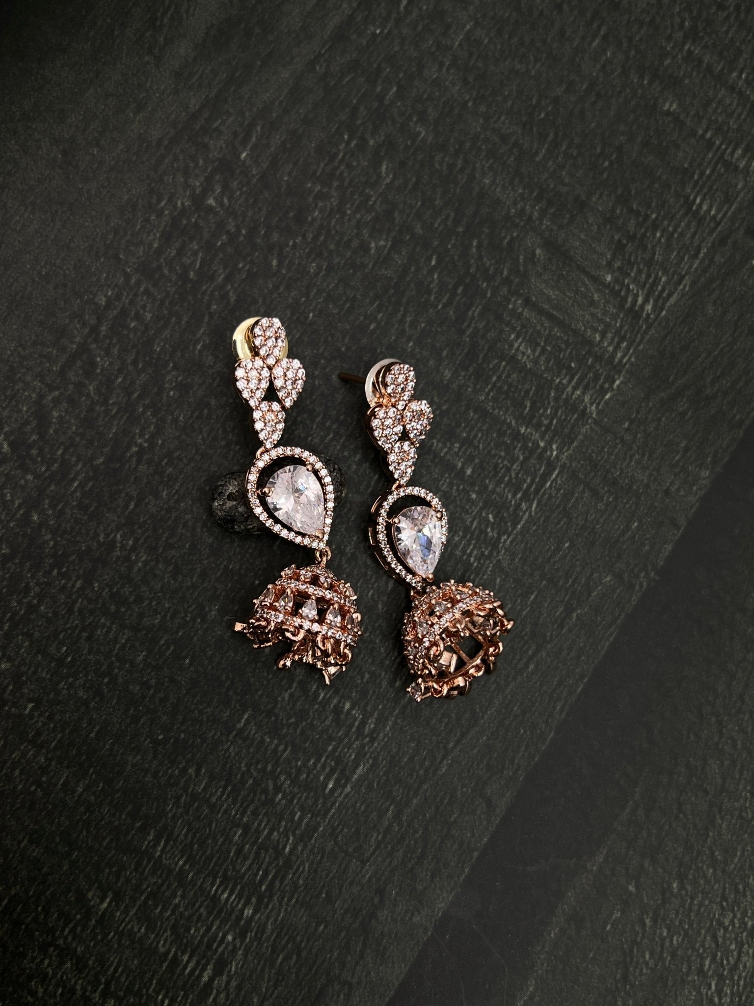 Rose Gold Stone Earring 1441 - Mahilas