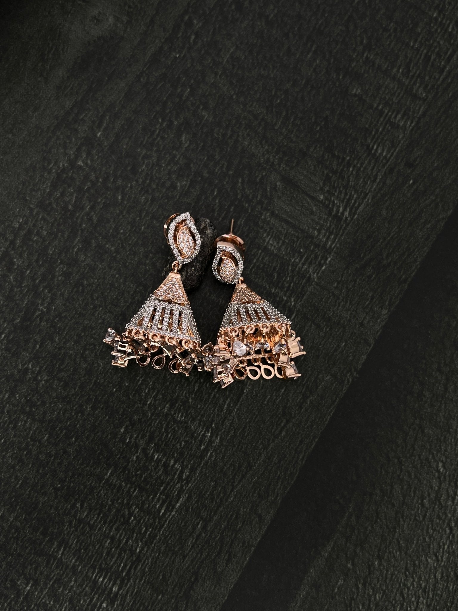 Rose Gold Stone Earring 1442 - Mahilas