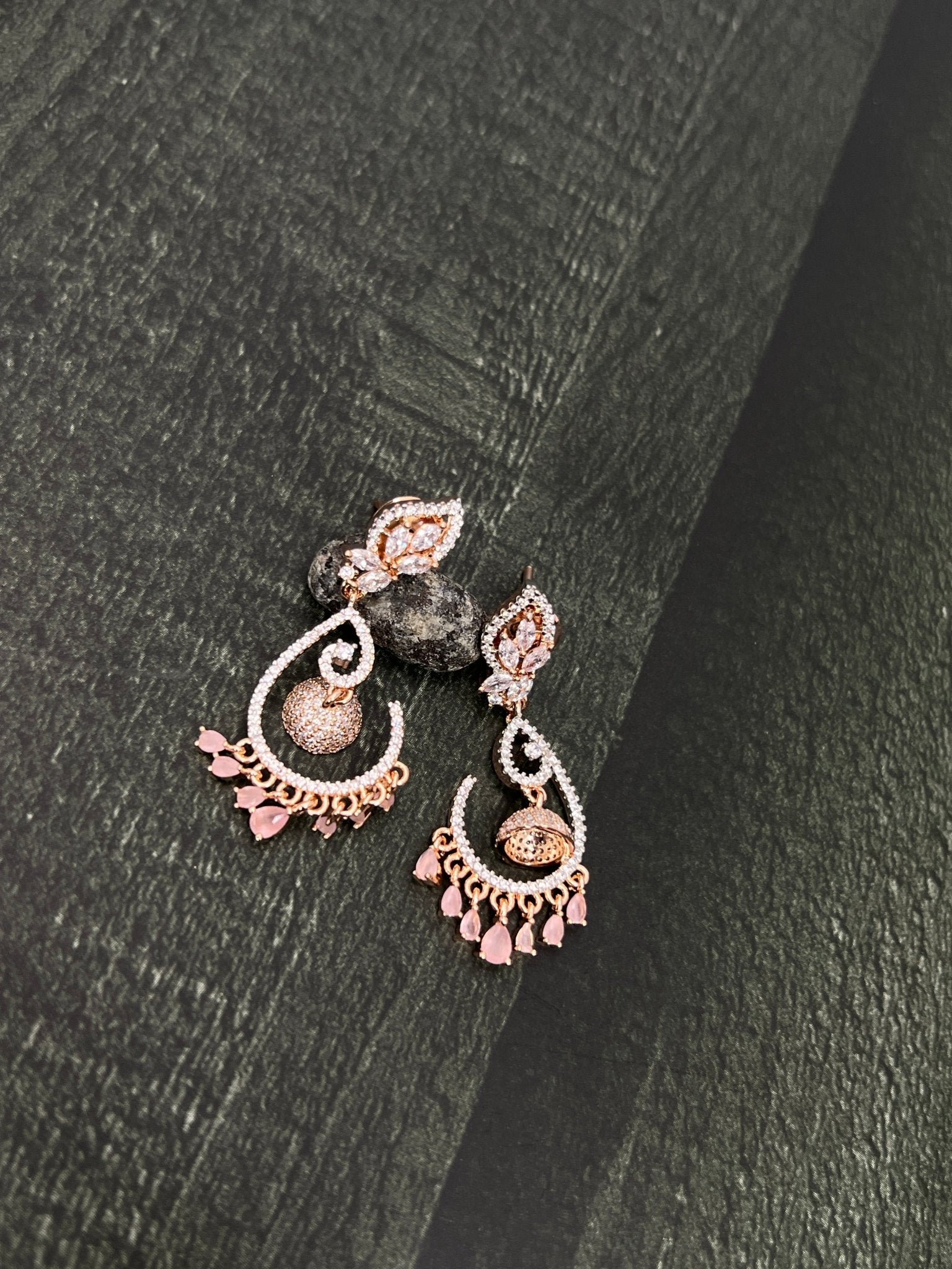 Rose Gold Stone Earring 1443 - Mahilas