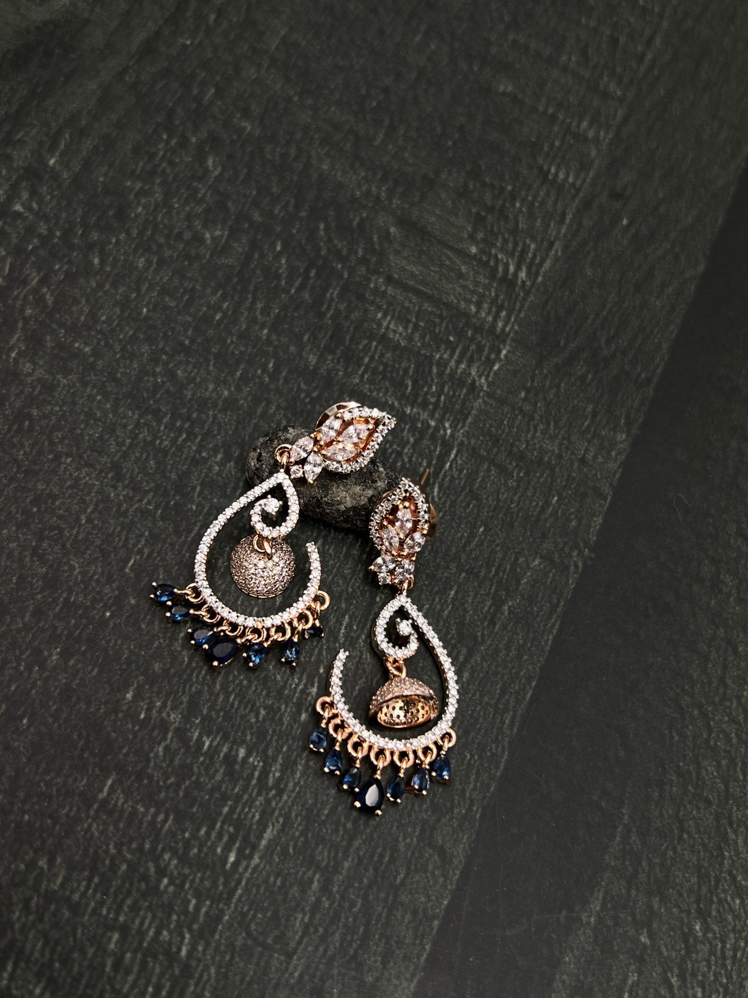 Rose Gold Stone Earring 1444 - Mahilas