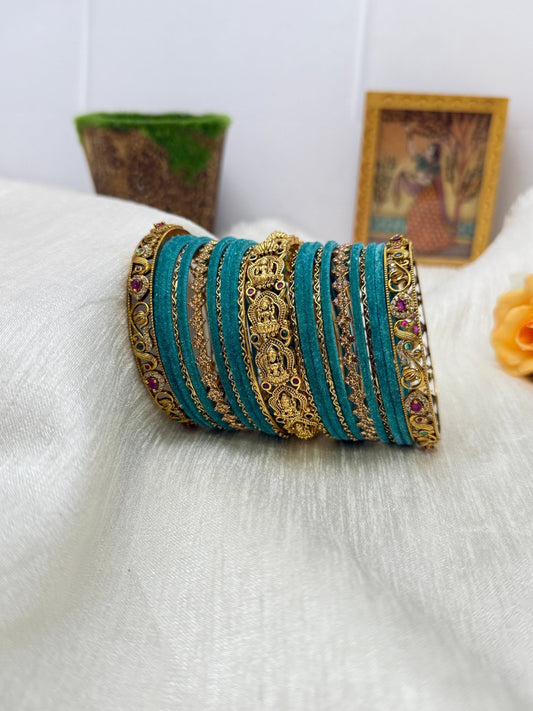 Royal and Elegant Antique Traditional Yet Designer Bridal Bangle Set - 5125 ( 4 Colours ) - Mahilas