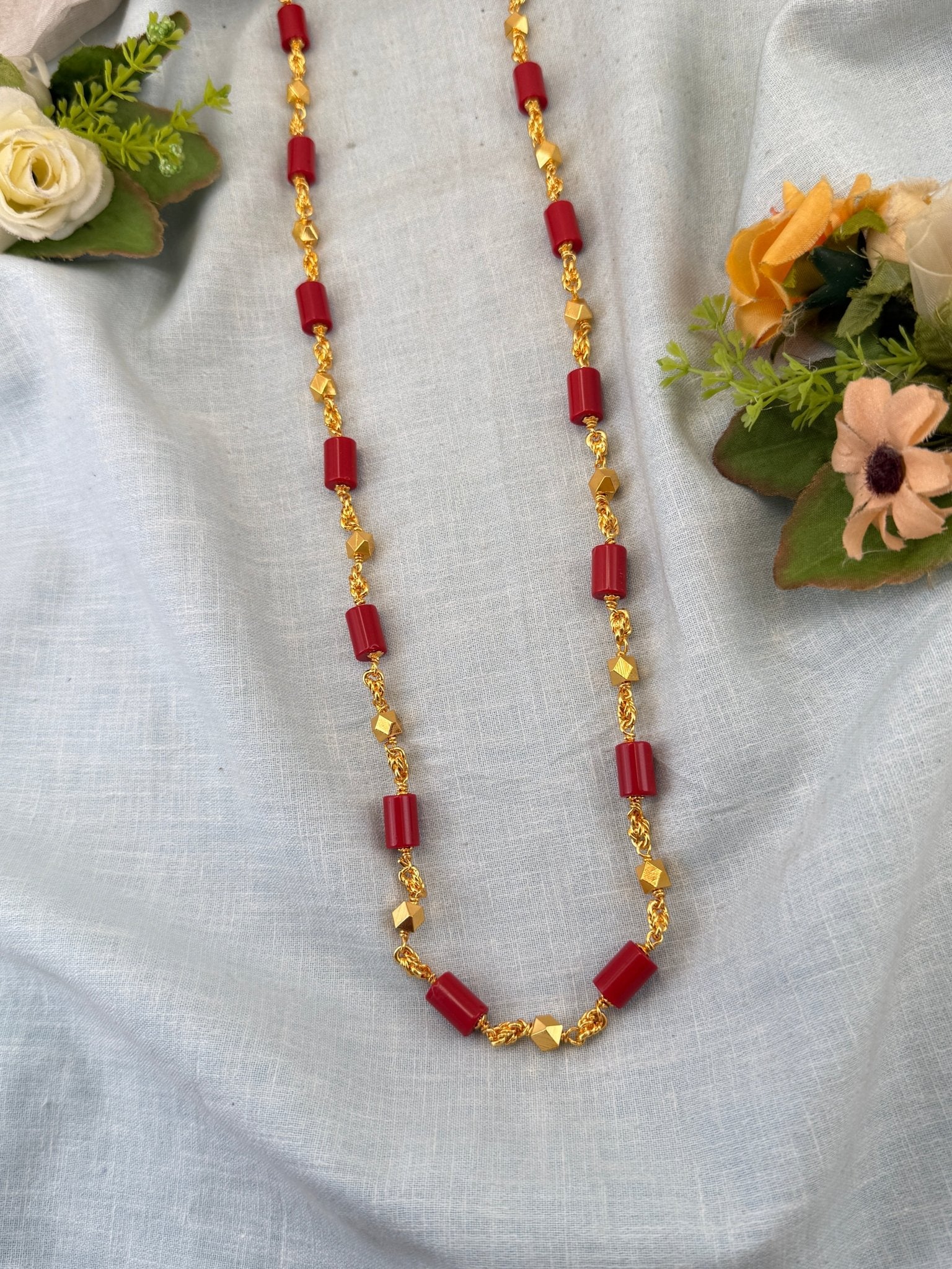 Royal Antique Beads Gold Coral Beads Chain 015 - Mahilas