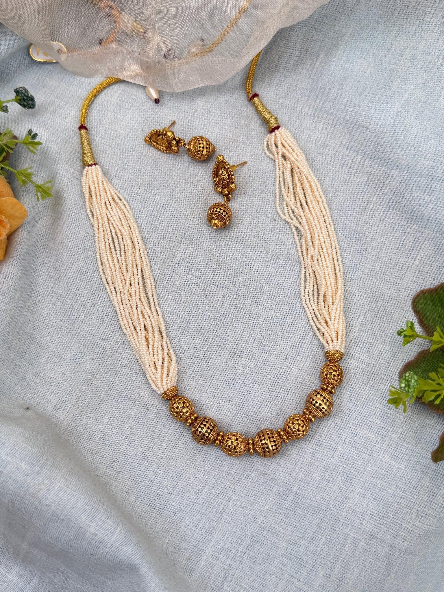 Royal Antique Beads Layered Necklace Set 0273 - Mahilas