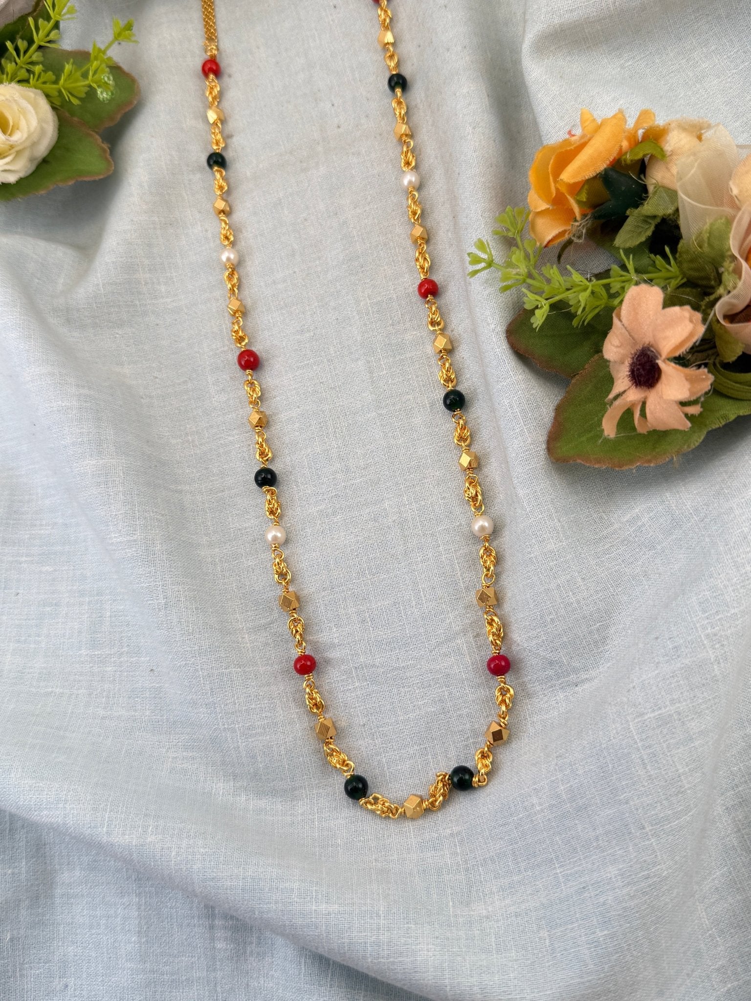 Royal Antique Beads Navaratna Chain 011 - Mahilas