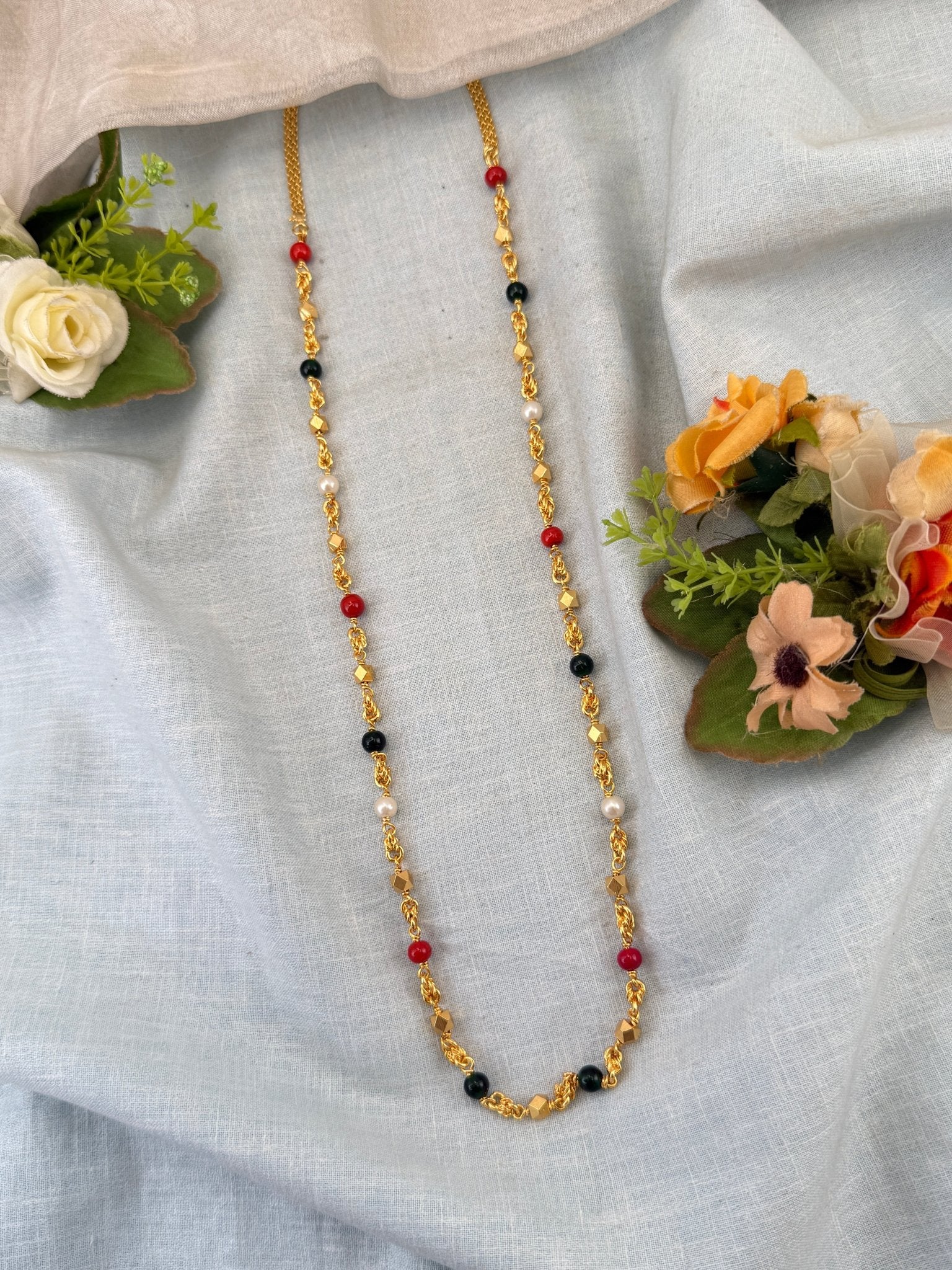 Royal Antique Beads Navaratna Chain 011 - Mahilas