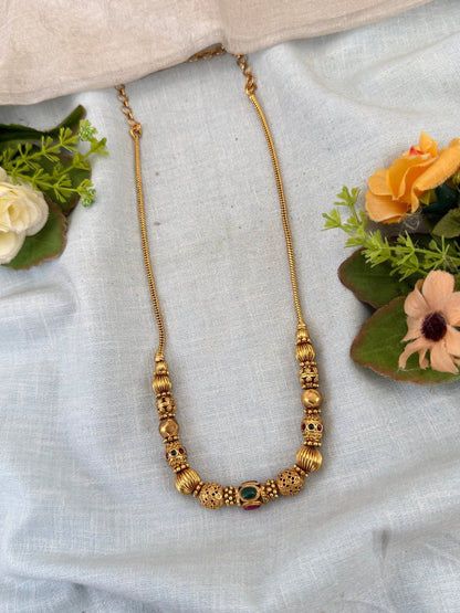 Royal Antique Beads Short Necklace Chain 016 - Mahilas