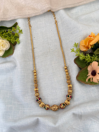 Royal Antique Beads Short Necklace Chain 017 - Mahilas