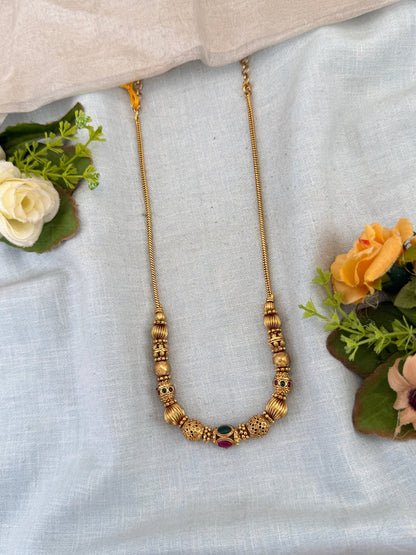 Royal Antique Beads Short Necklace Chain 032 - Mahilas