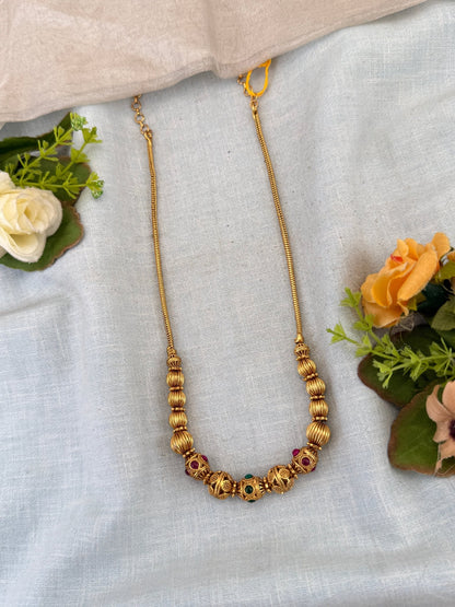 Royal Antique Beads Short Necklace Chain 033 - Mahilas