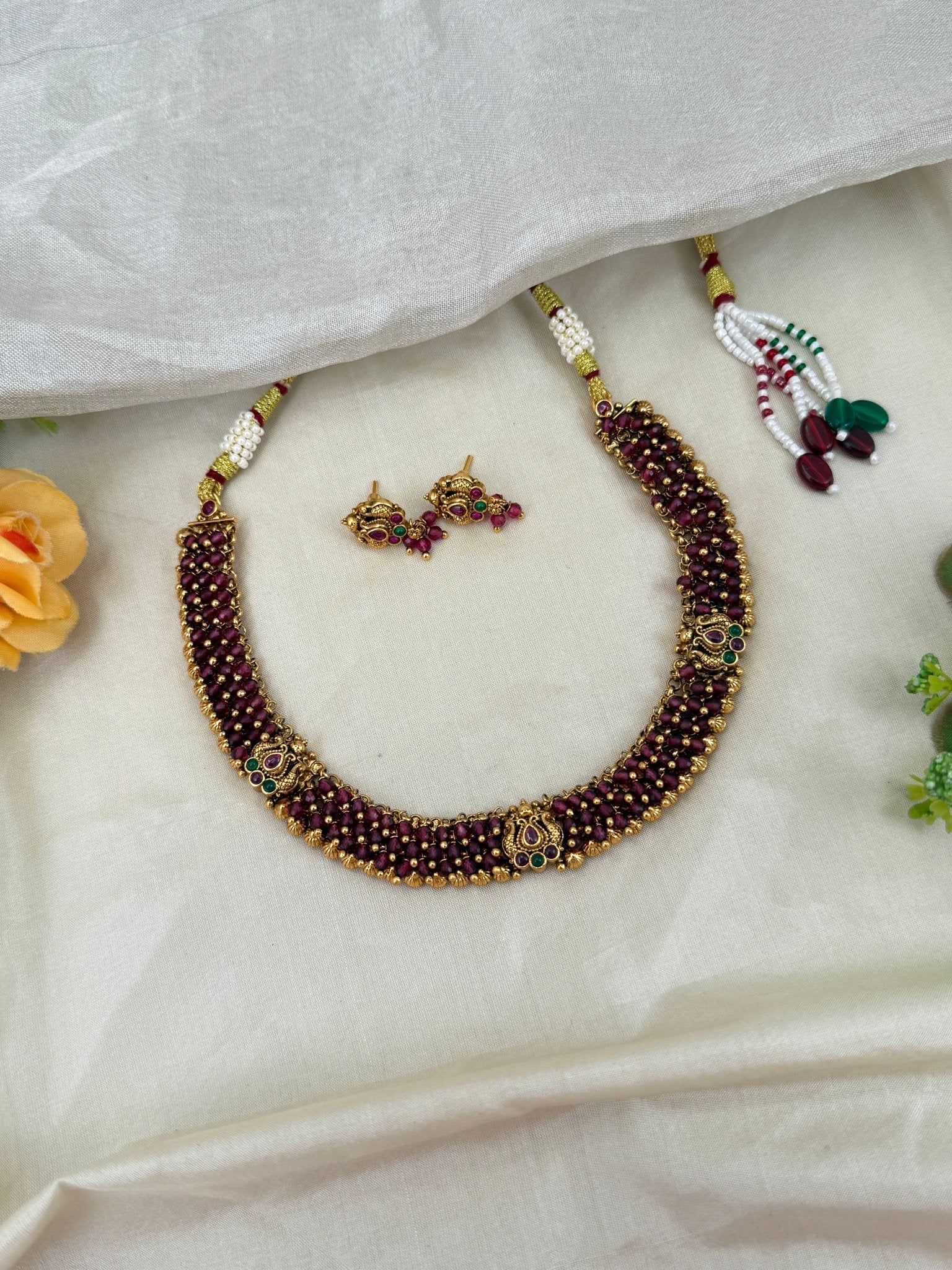 Royal Antique Beads Short Necklace Set 0518 - Mahilas