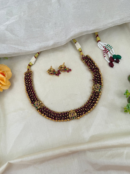 Royal Antique Beads Short Necklace Set 0518 - Mahilas