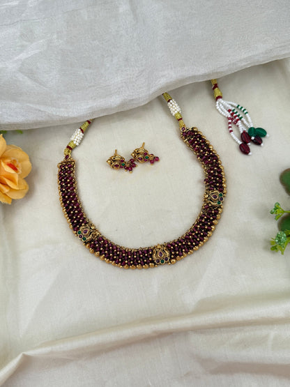 Royal Antique Beads Short Necklace Set 0518 - Mahilas
