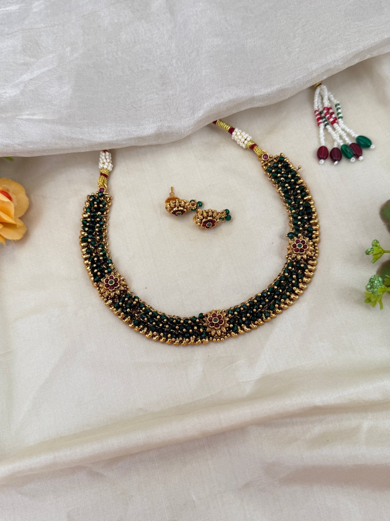 Royal Antique Beads Short Necklace Set 0519 - Mahilas