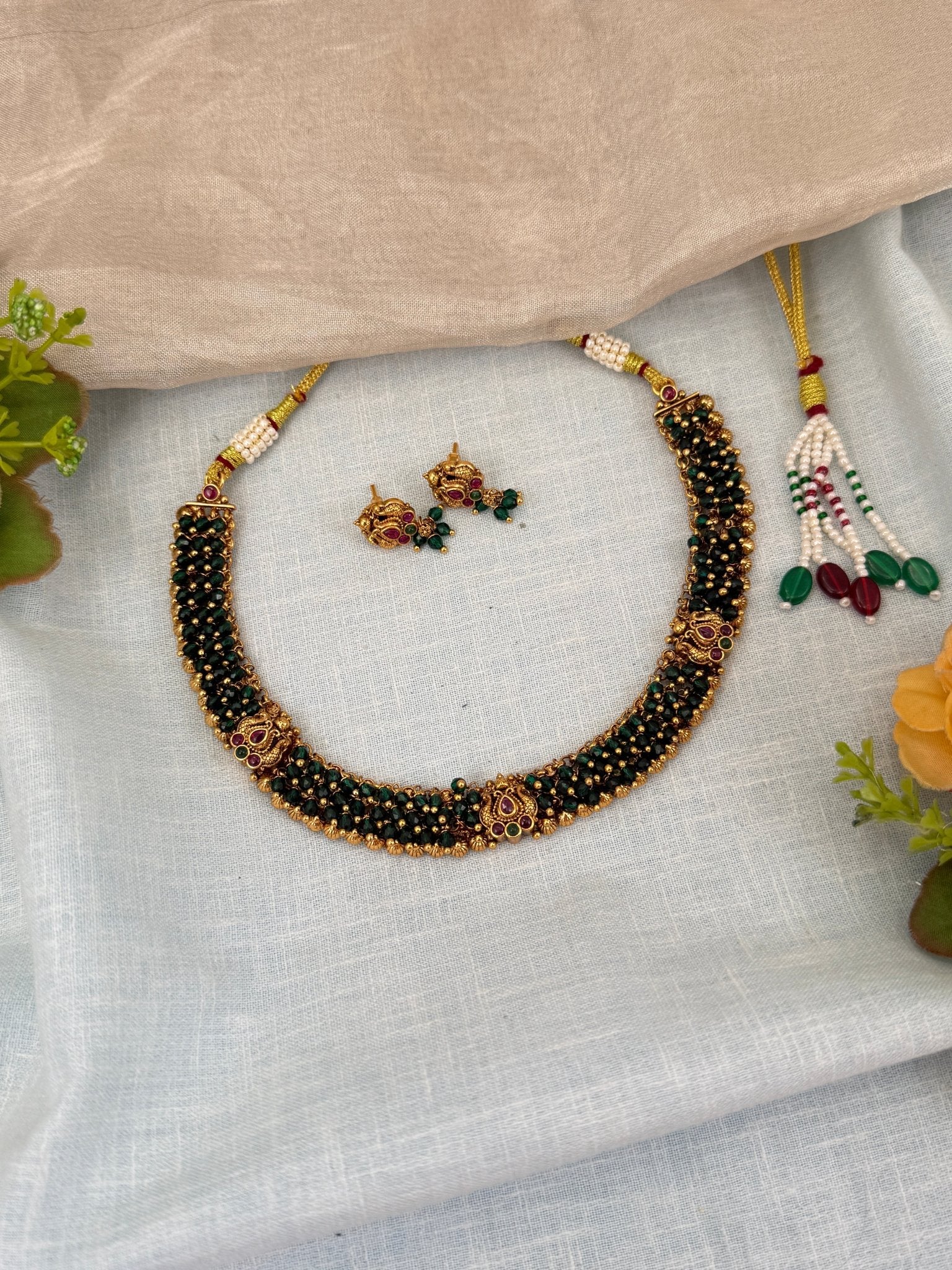 Royal Antique Beads Short Necklace Set 0533 - Mahilas