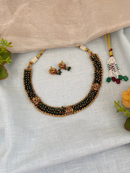 Royal Antique Beads Short Necklace Set 0533 - Mahilas