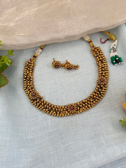 Royal Antique Beads Short Necklace Set 0536 - Mahilas