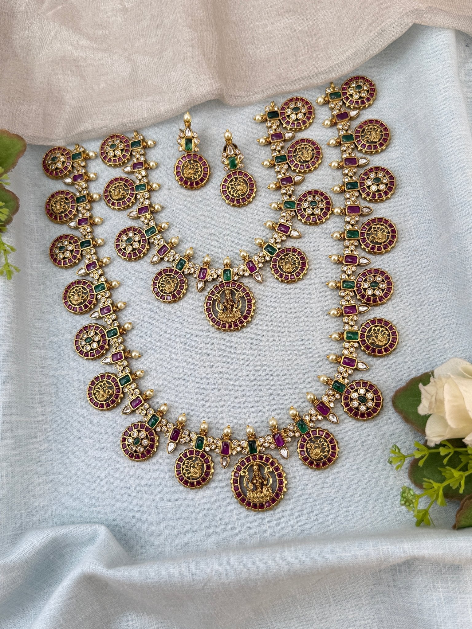 Royal Antique Bottumala Bridal Necklace Set 1154 - Mahilas
