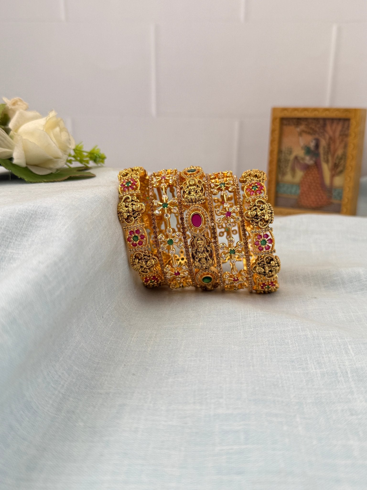 Royal Antique Bridal Stone Bangle Set 5276 - Mahilas