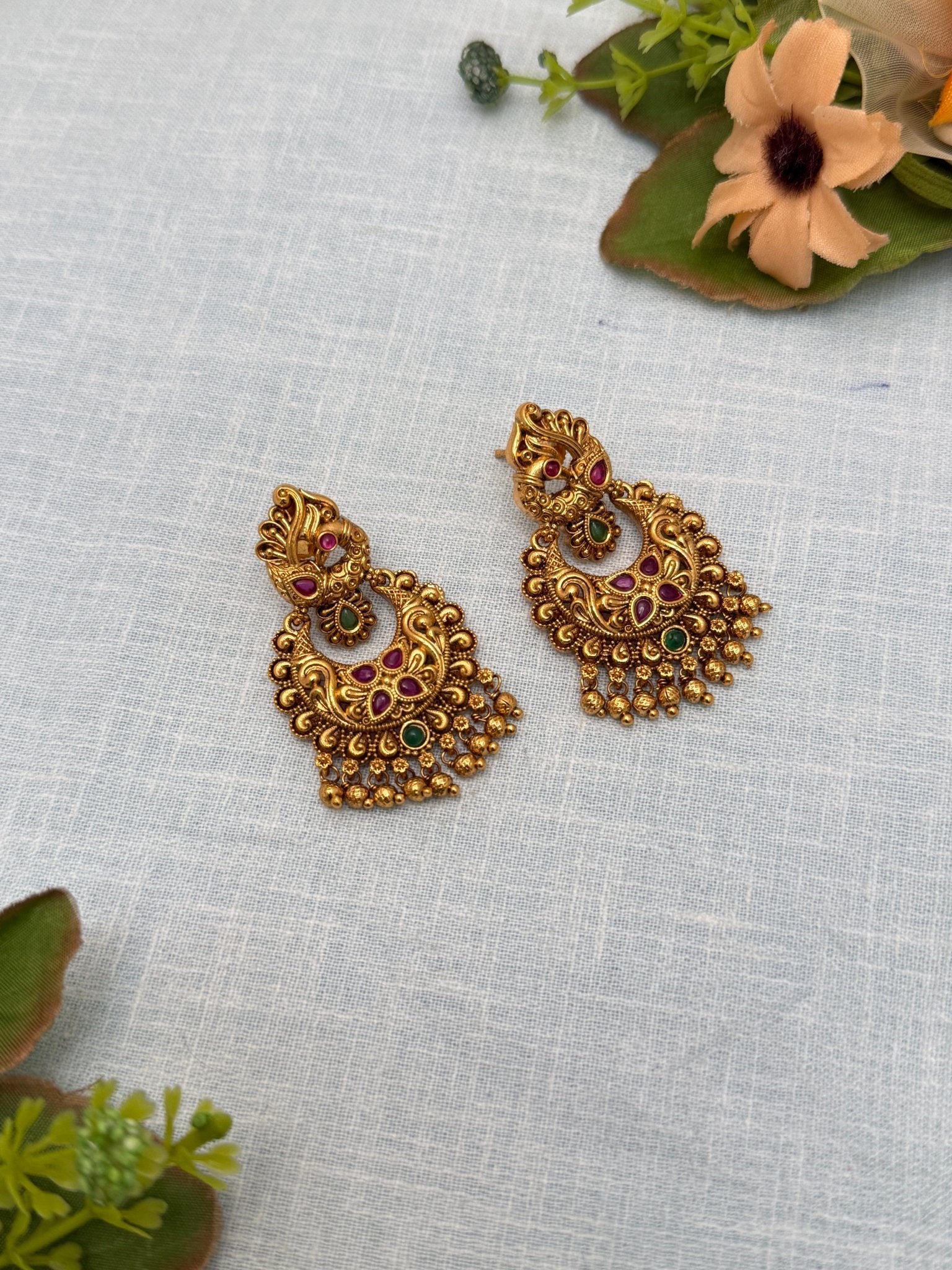 Royal Antique Chandbali Earrings 0351 - Mahilas