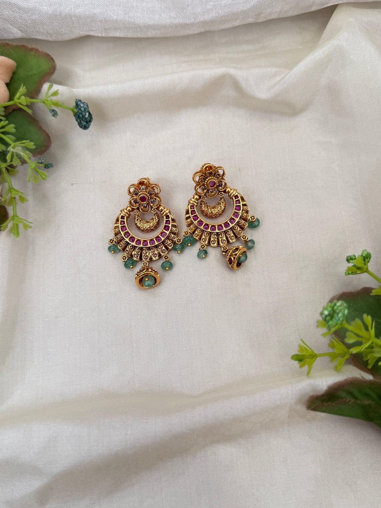 Royal Antique Chandbali Earrings 0674 - Mahilas