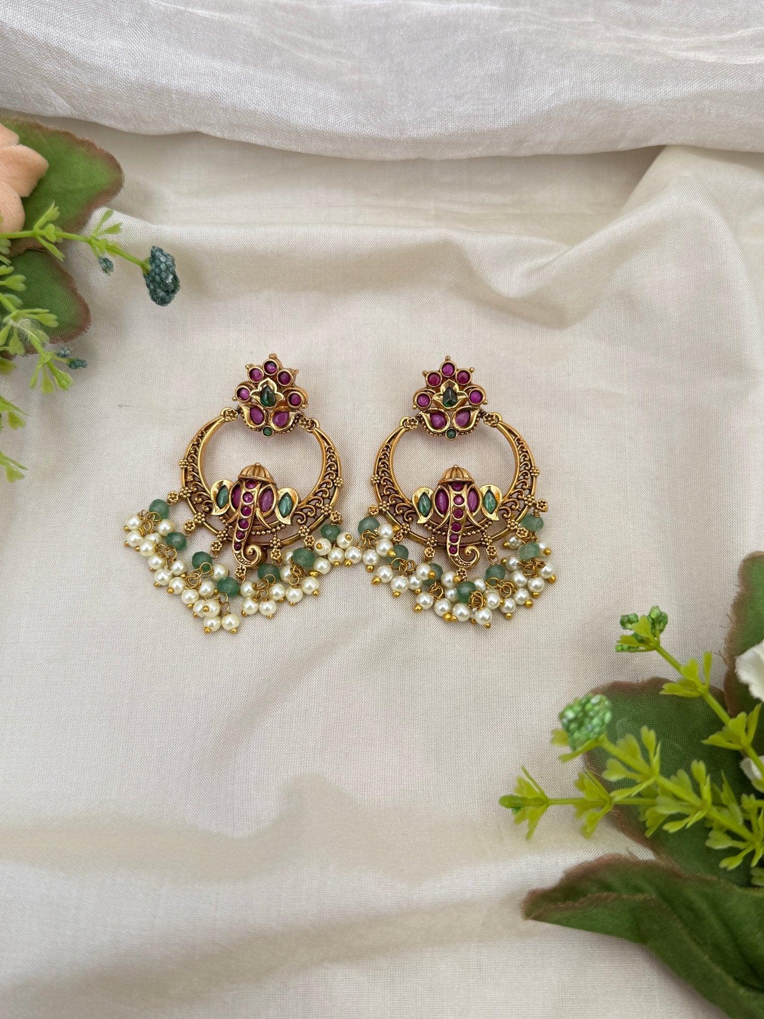 Royal Antique Chandbali Earrings 0679 - Mahilas