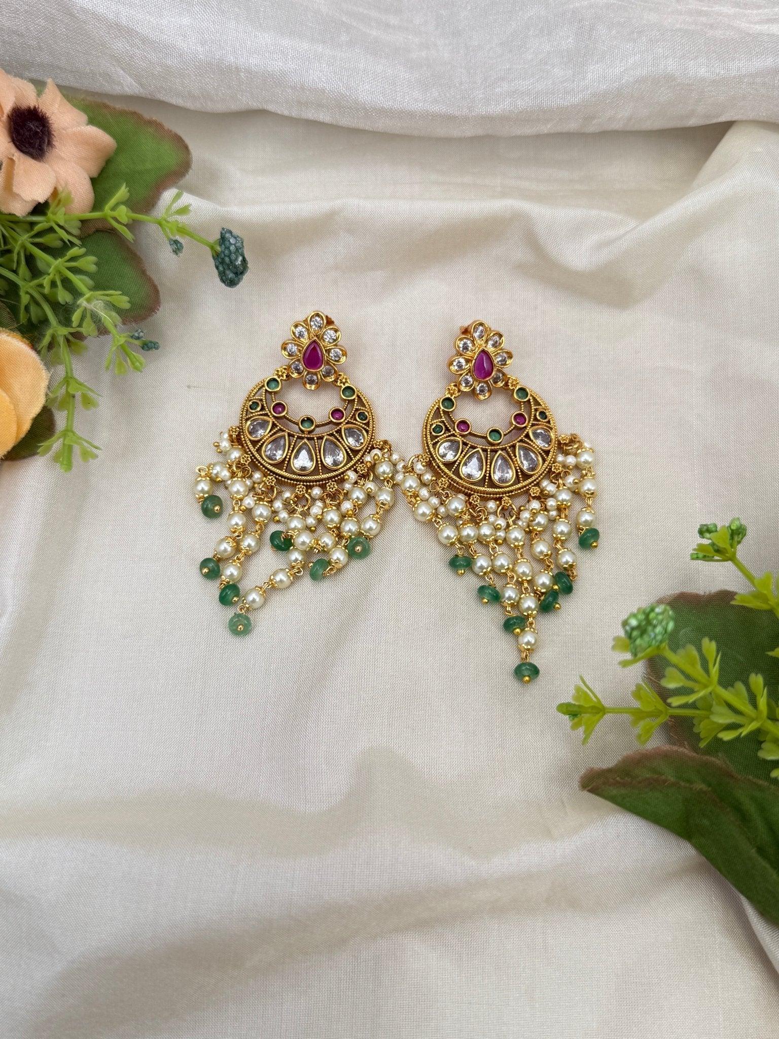 Royal Antique Chandbali Earrings 0681 - Mahilas