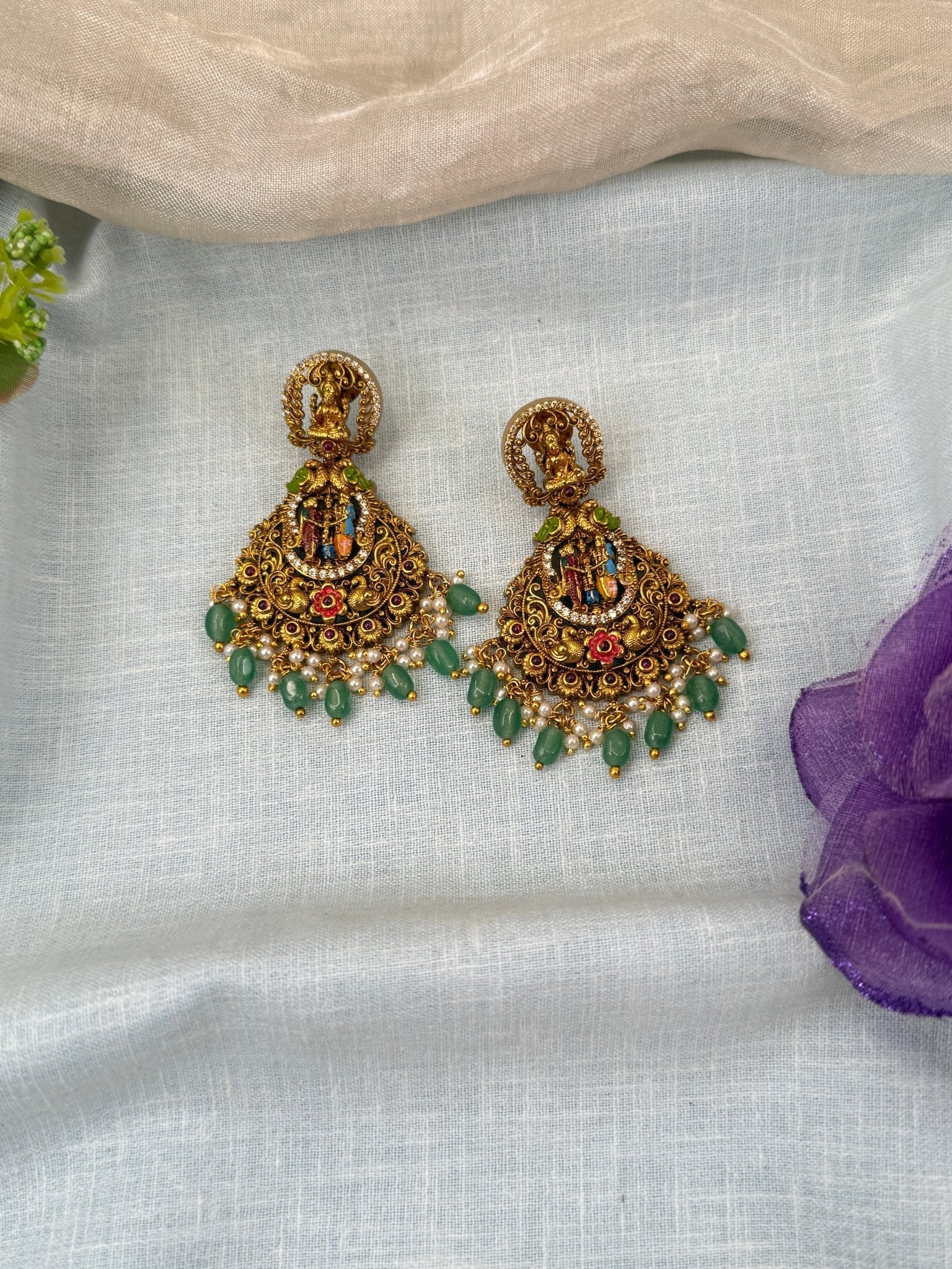 Royal Antique Chandbali Earrings 0876 - Mahilas