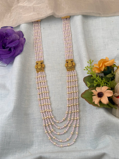 Royal Antique Crystal Layer Gandaberunda Long Necklace Set 1151 - Mahilas
