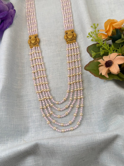Royal Antique Crystal Layer Gandaberunda Long Necklace Set 1151 - Mahilas