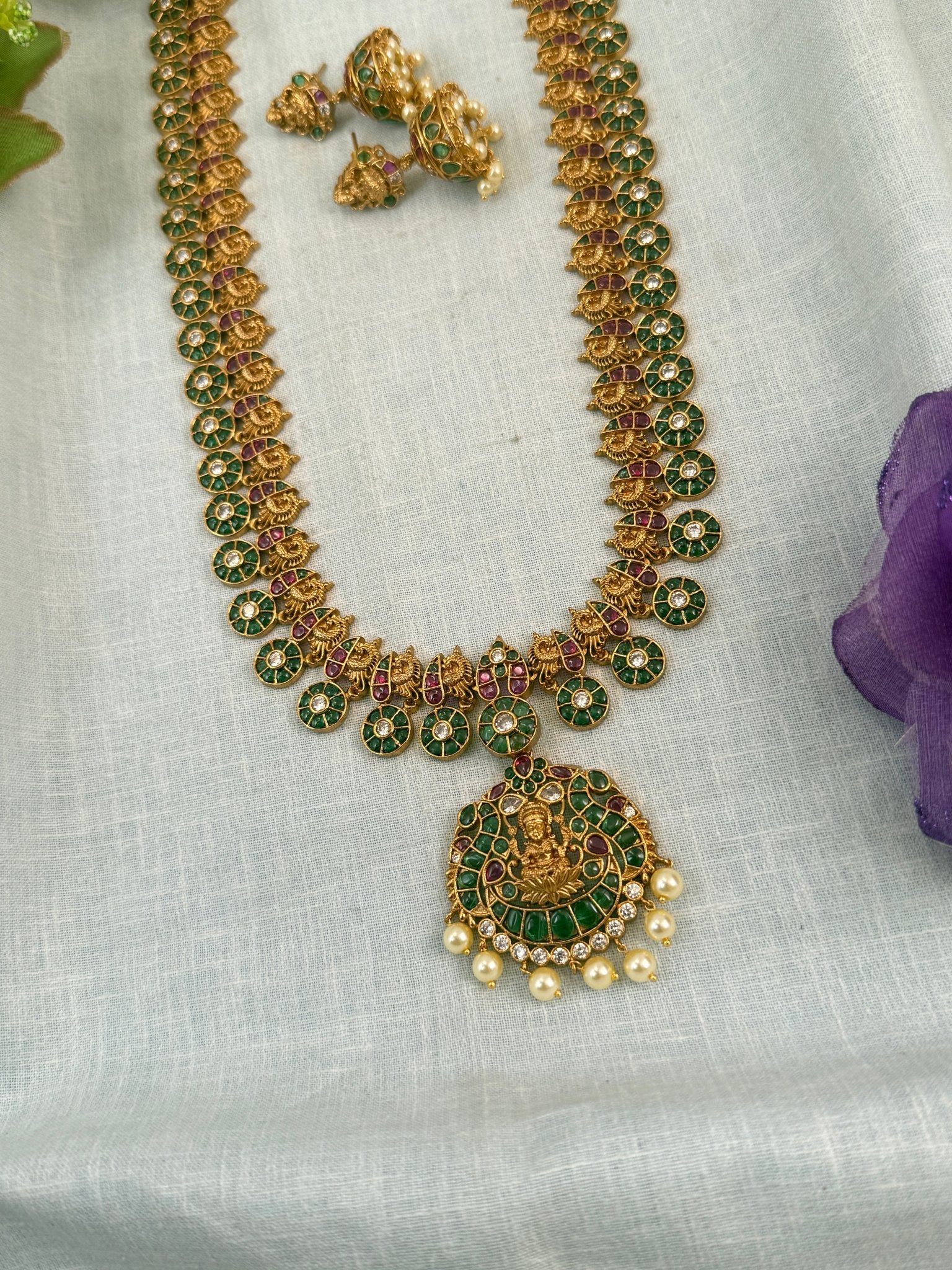 Royal Antique Detachable Pendant Long Necklace Set 0824 - Mahilas