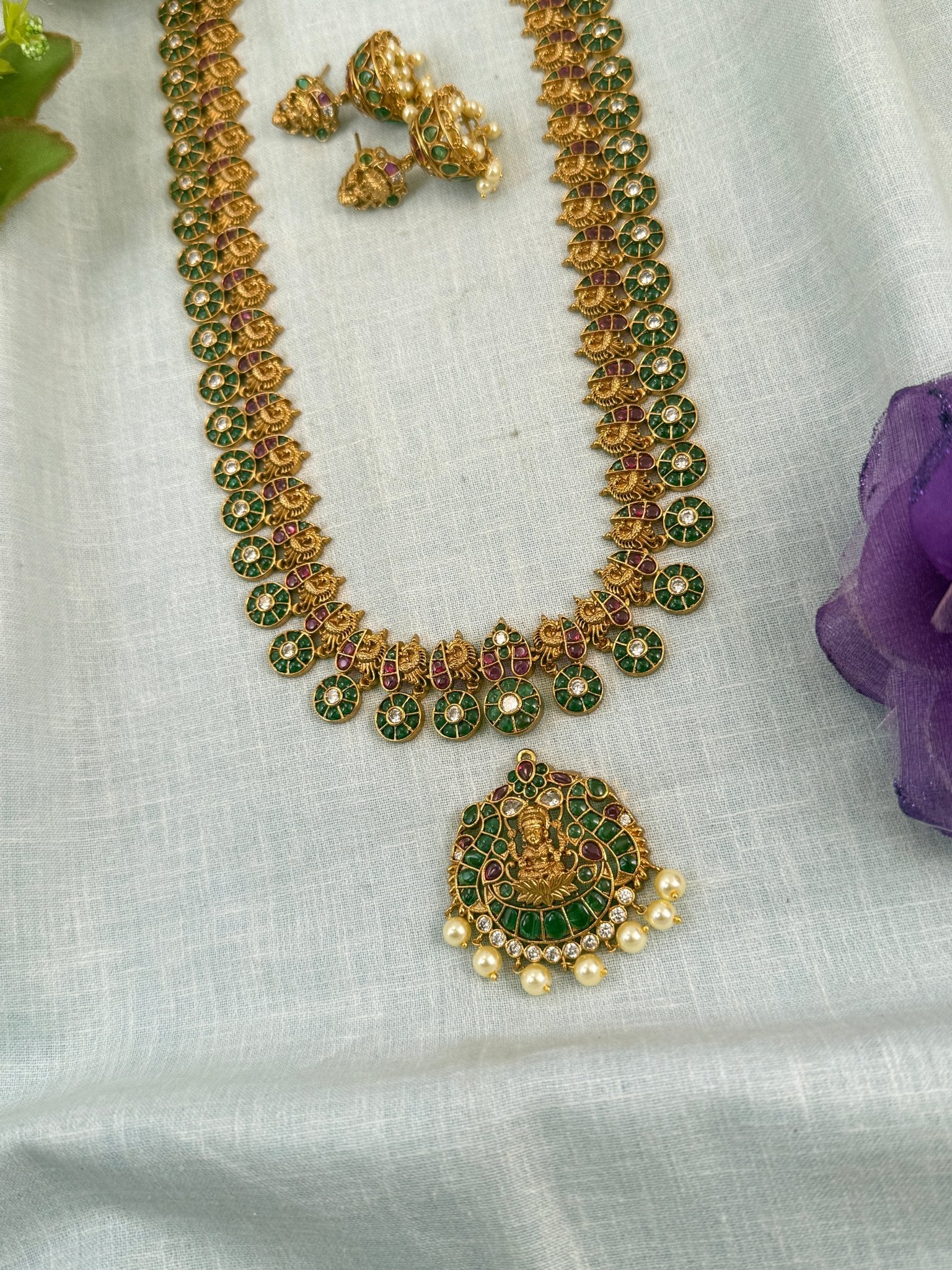 Royal Antique Detachable Pendant Long Necklace Set 0824 - Mahilas