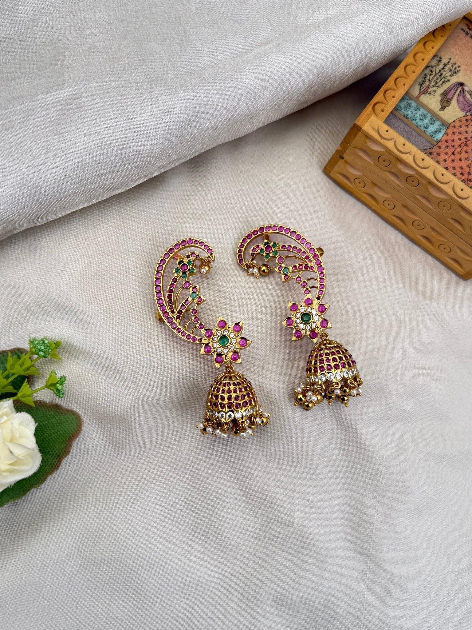 Royal Antique Earcuff Jhumka Earrings 0412 - Mahilas