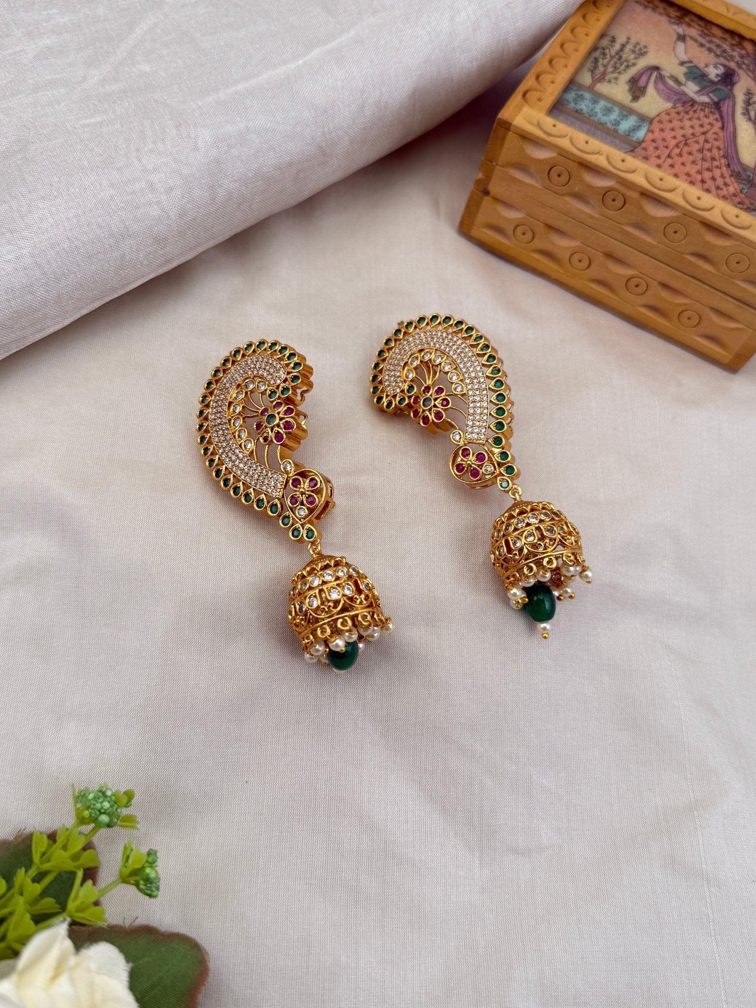 Royal Antique Earcuff Jhumka Earrings 0419 - Mahilas