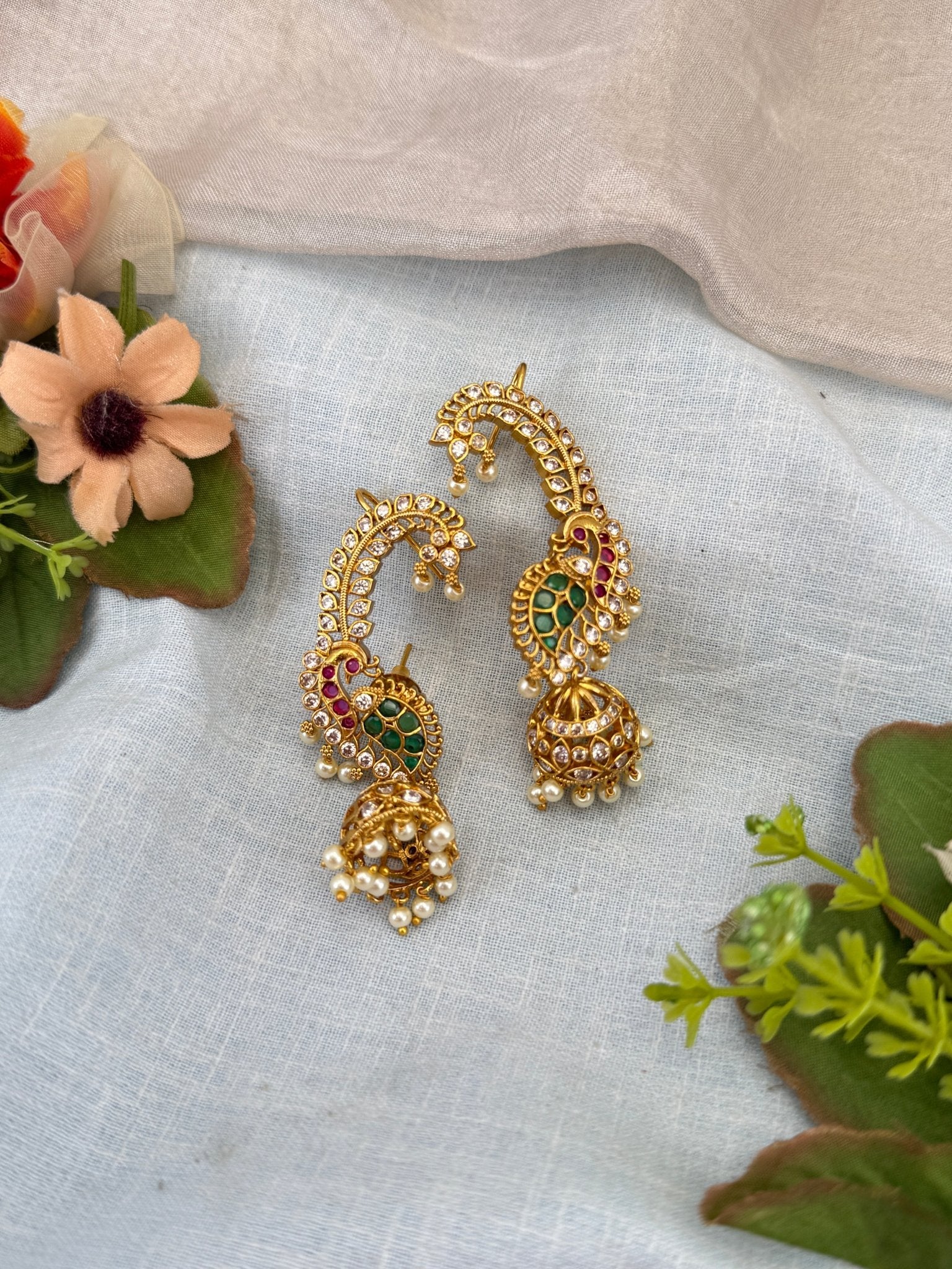 Royal Antique Earcuff Jhumka Earrings 1102 - Mahilas