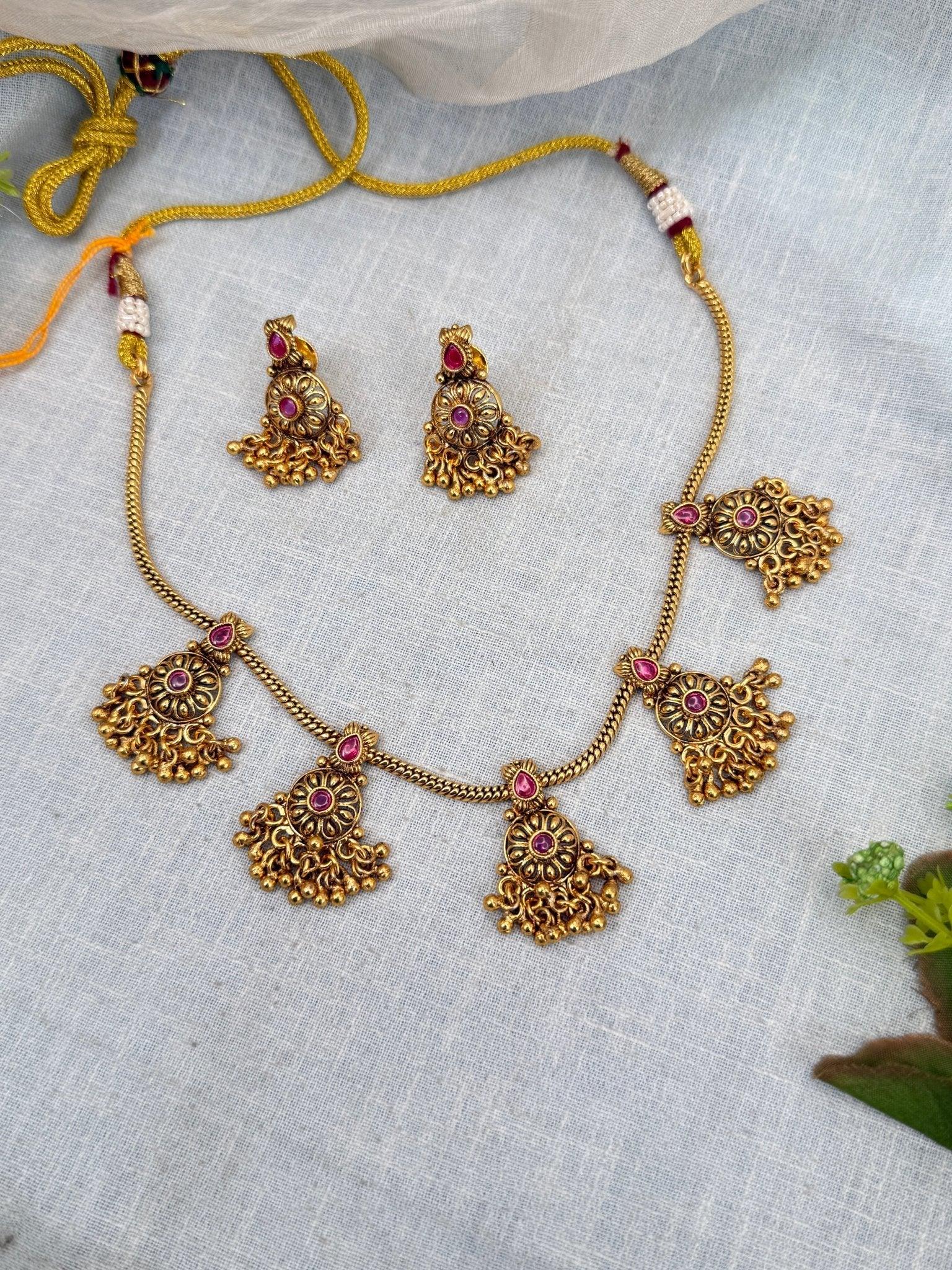 Royal Antique Elegant Short Necklace Set 0278 - Mahilas