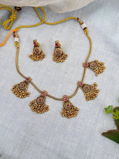 Royal Antique Elegant Short Necklace Set 0278 - Mahilas