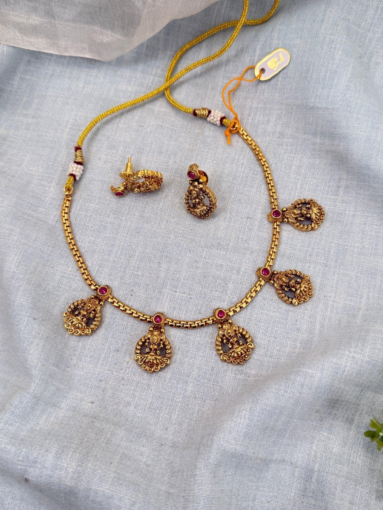 Royal Antique Elegant Short Necklace Set 0282 - Mahilas