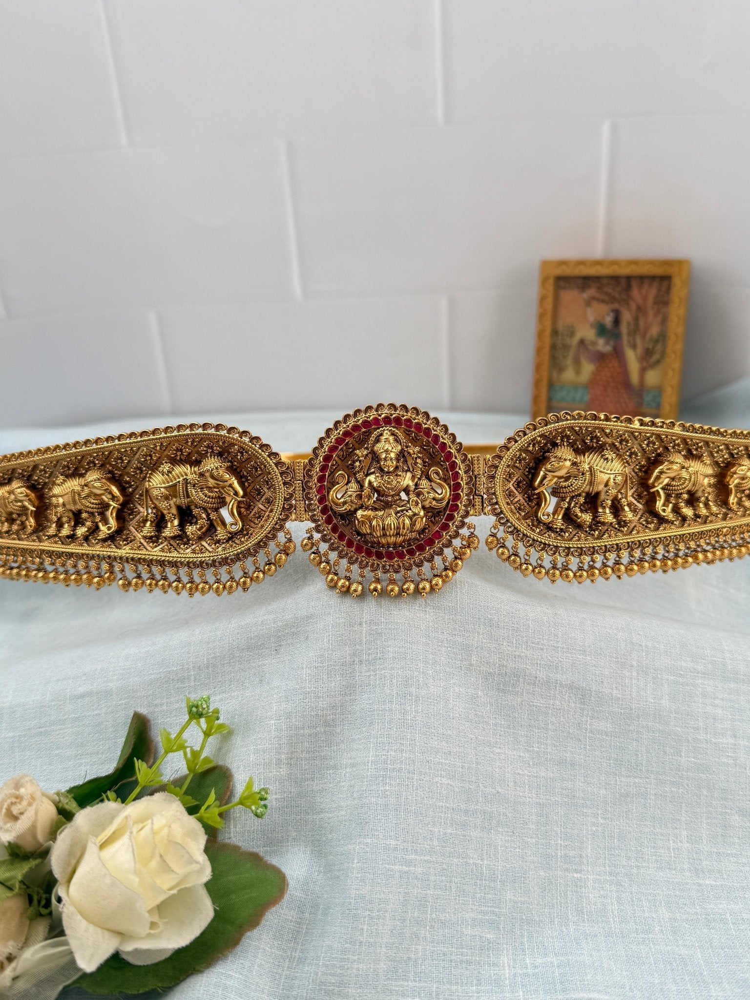 Royal Antique Elephant Pendant Vaddanam Kamarbandh 8068 - Mahilas