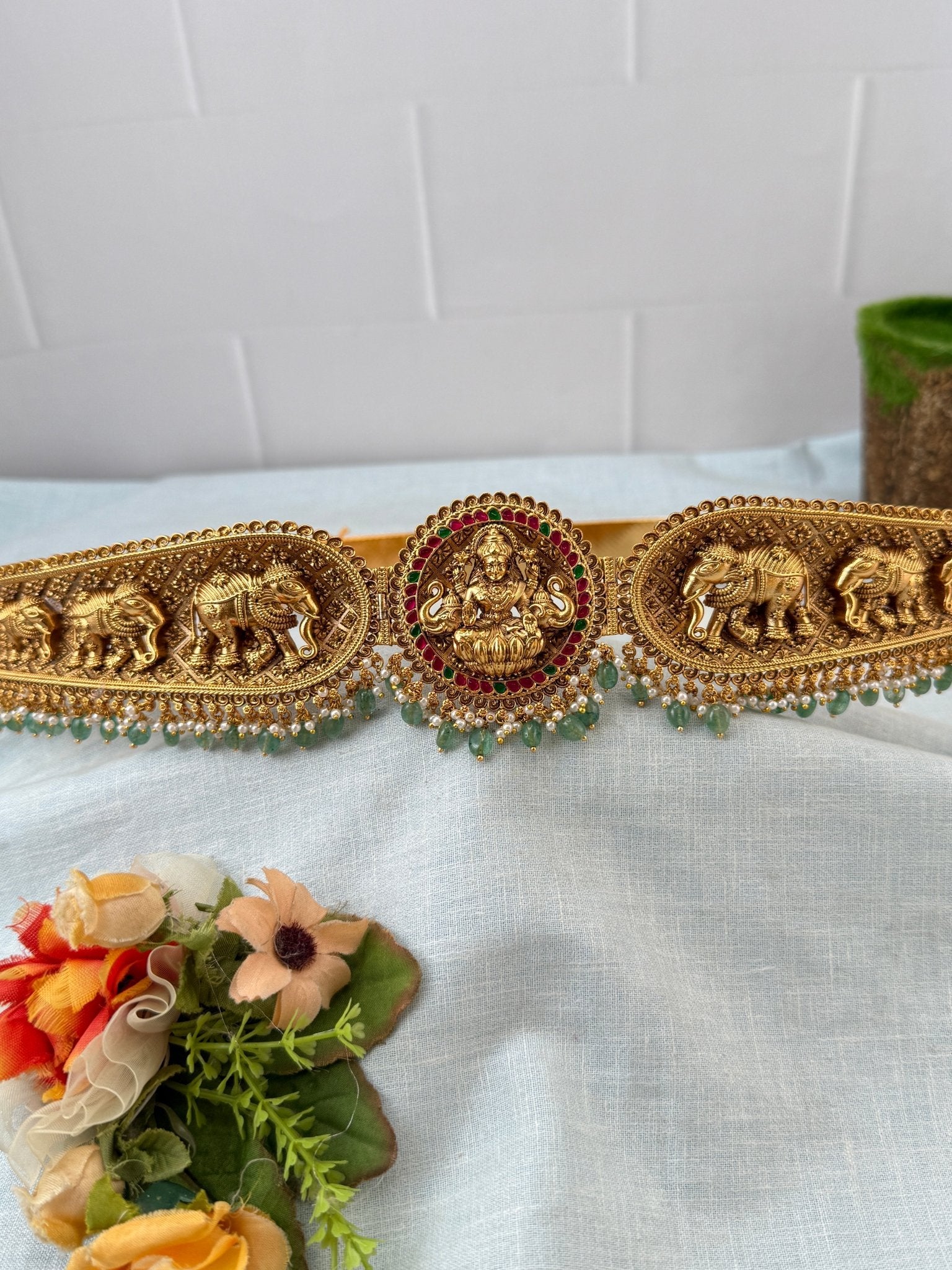 Royal Antique Elephant Pendant Vaddanam Kamarbandh 8078 - Mahilas