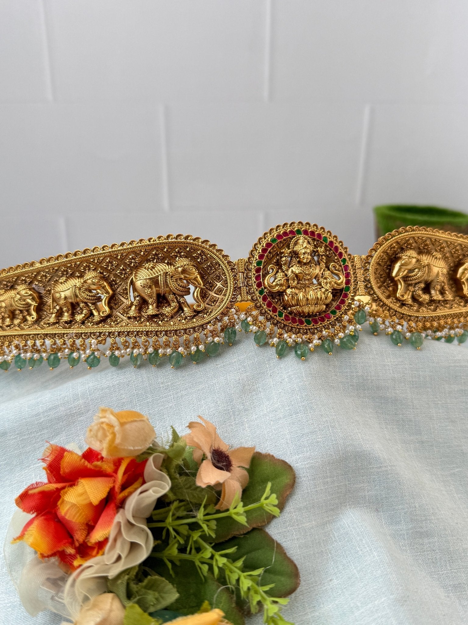 Royal Antique Elephant Pendant Vaddanam Kamarbandh 8078 - Mahilas